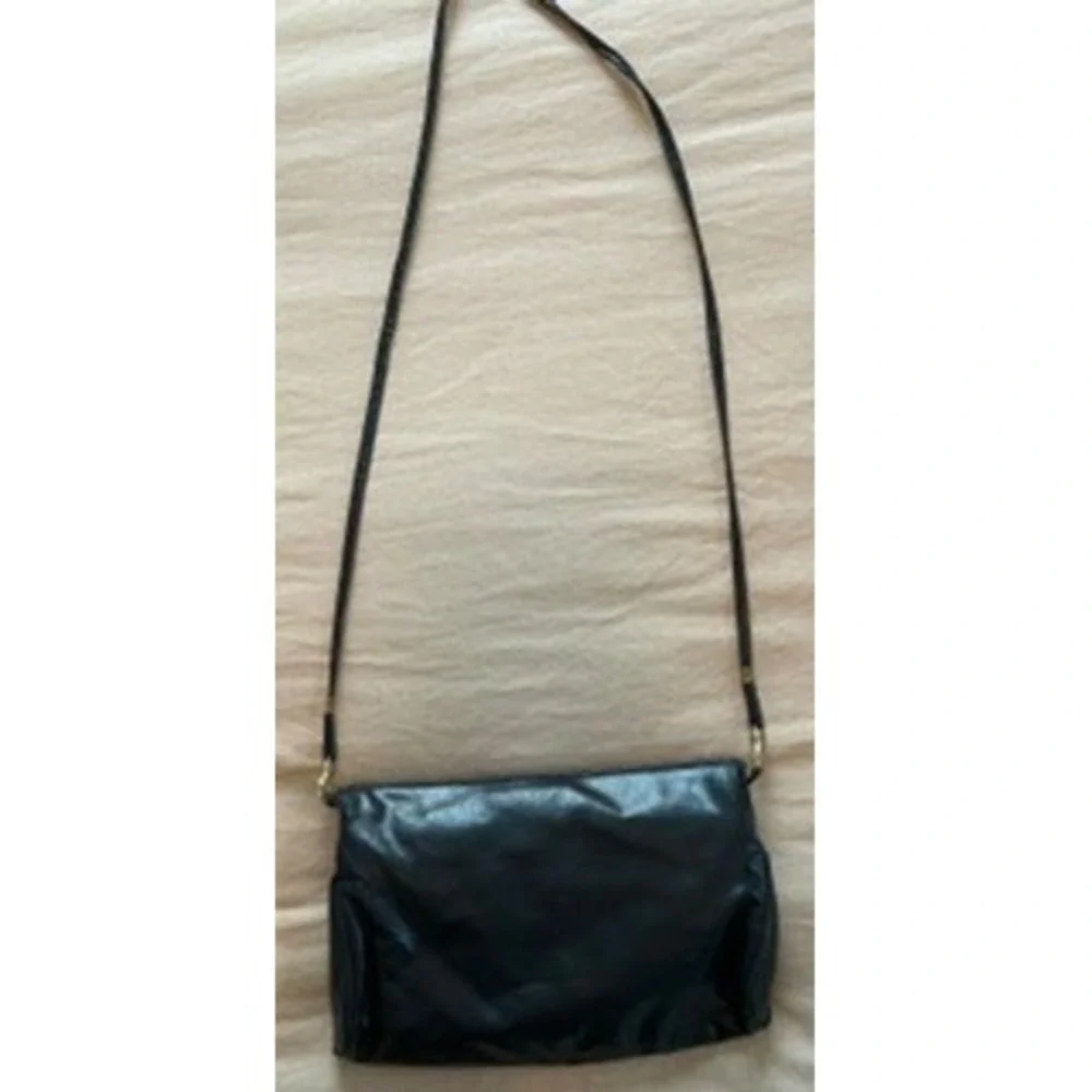 Vintage Navy Blue Envelope Crossbody Bag Faux Leather Asymmetric Flap Purse